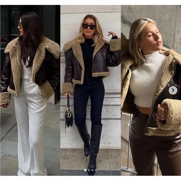 Zara double faced biker/ aviator jacket - Picture 8 of 13